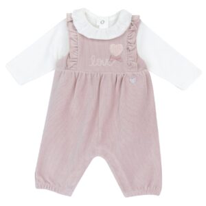 Conjunto de jardineiras compridas e body Chicco