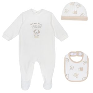 Conjunto presente com gorro e babete Chicco