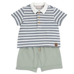 Conjunto de camisola às ricas e calções verdes Chicco