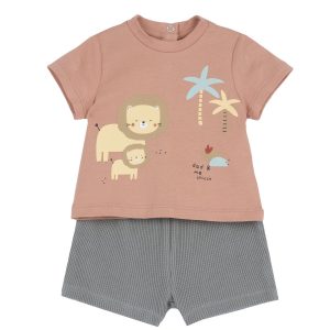 Conjunto de camisola com animais e calções Chicco