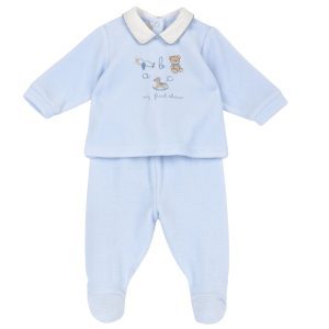 Conjunto Azul de Camisola com Ursinhos e Calças com Pés Chicco