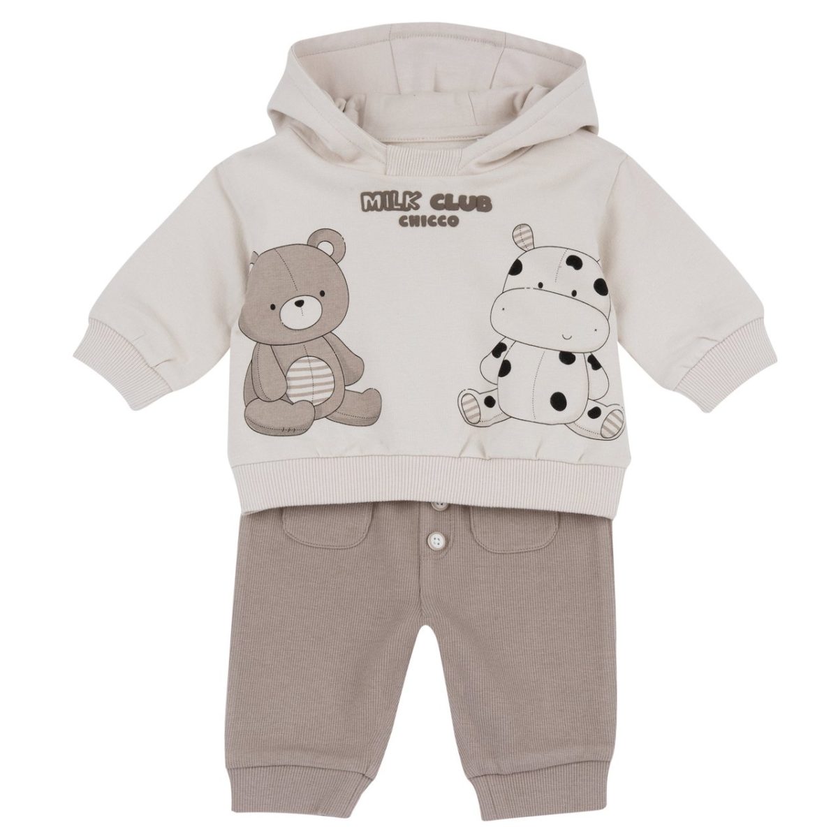 Conjunto de Camisola com Ursinho e Vaquinha e Calças Castanhas Chicco